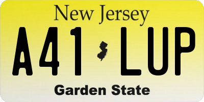 NJ license plate A41LUP