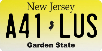 NJ license plate A41LUS