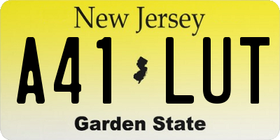 NJ license plate A41LUT