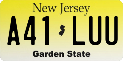 NJ license plate A41LUU