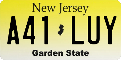 NJ license plate A41LUY