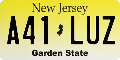 NJ license plate A41LUZ