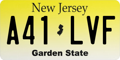 NJ license plate A41LVF