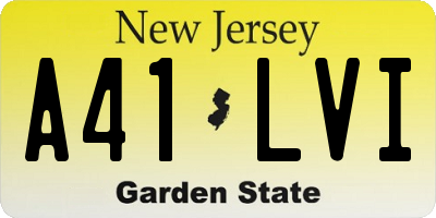 NJ license plate A41LVI