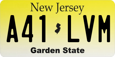 NJ license plate A41LVM