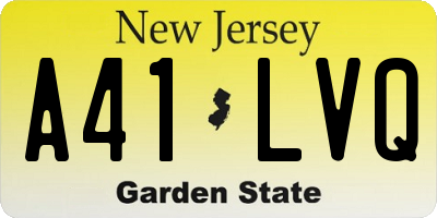 NJ license plate A41LVQ