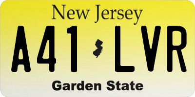 NJ license plate A41LVR