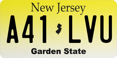 NJ license plate A41LVU