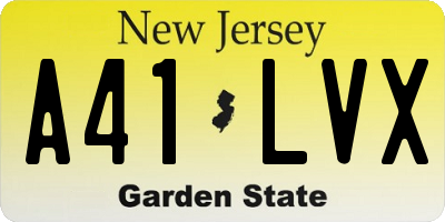 NJ license plate A41LVX