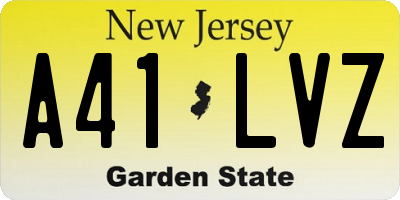 NJ license plate A41LVZ