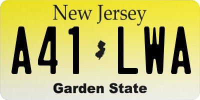 NJ license plate A41LWA