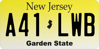 NJ license plate A41LWB