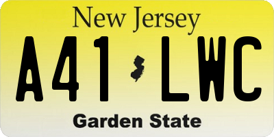 NJ license plate A41LWC