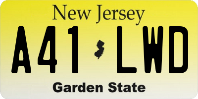 NJ license plate A41LWD