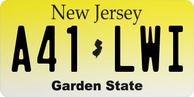 NJ license plate A41LWI