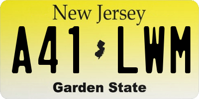 NJ license plate A41LWM