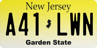 NJ license plate A41LWN