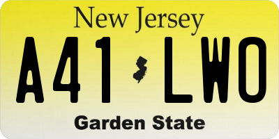 NJ license plate A41LWO