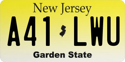 NJ license plate A41LWU