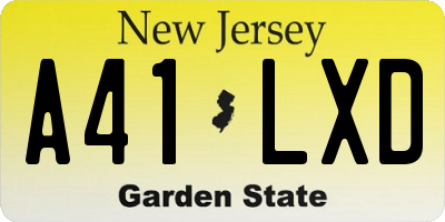NJ license plate A41LXD