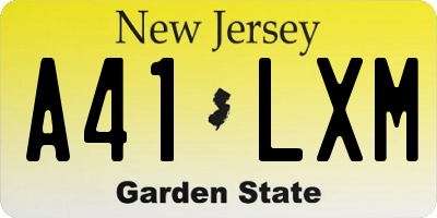 NJ license plate A41LXM