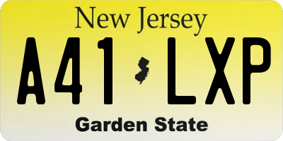 NJ license plate A41LXP