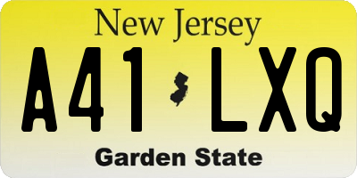 NJ license plate A41LXQ