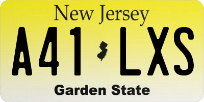 NJ license plate A41LXS