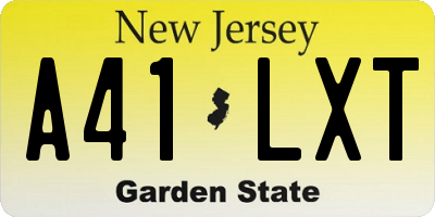 NJ license plate A41LXT