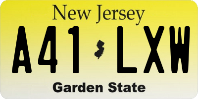 NJ license plate A41LXW