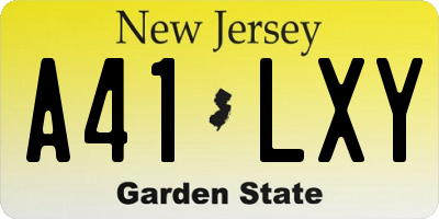 NJ license plate A41LXY