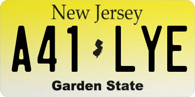 NJ license plate A41LYE