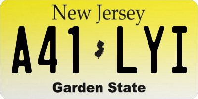 NJ license plate A41LYI