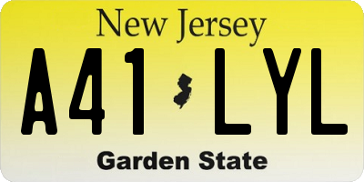 NJ license plate A41LYL