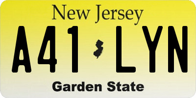 NJ license plate A41LYN