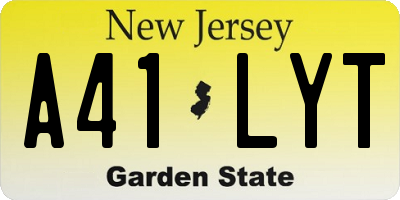 NJ license plate A41LYT