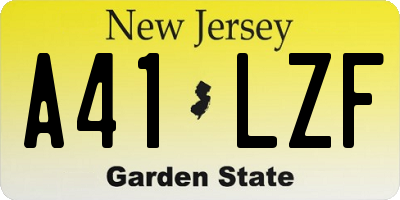 NJ license plate A41LZF