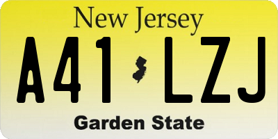 NJ license plate A41LZJ