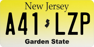 NJ license plate A41LZP