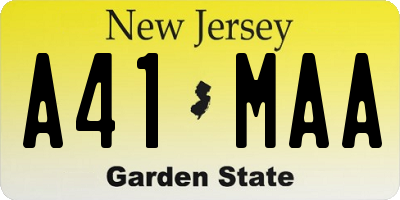 NJ license plate A41MAA