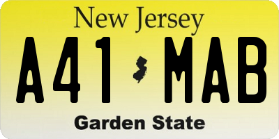NJ license plate A41MAB
