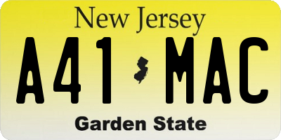 NJ license plate A41MAC