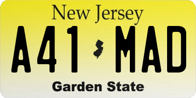 NJ license plate A41MAD