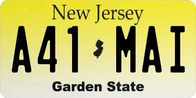 NJ license plate A41MAI