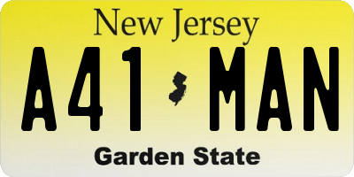 NJ license plate A41MAN