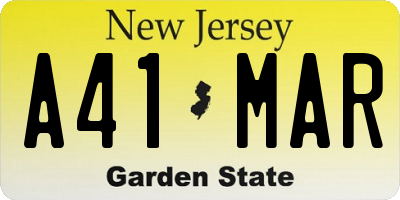 NJ license plate A41MAR