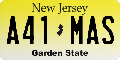 NJ license plate A41MAS