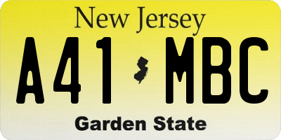 NJ license plate A41MBC