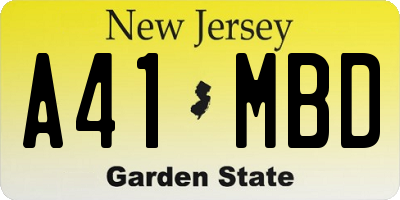 NJ license plate A41MBD