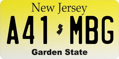 NJ license plate A41MBG